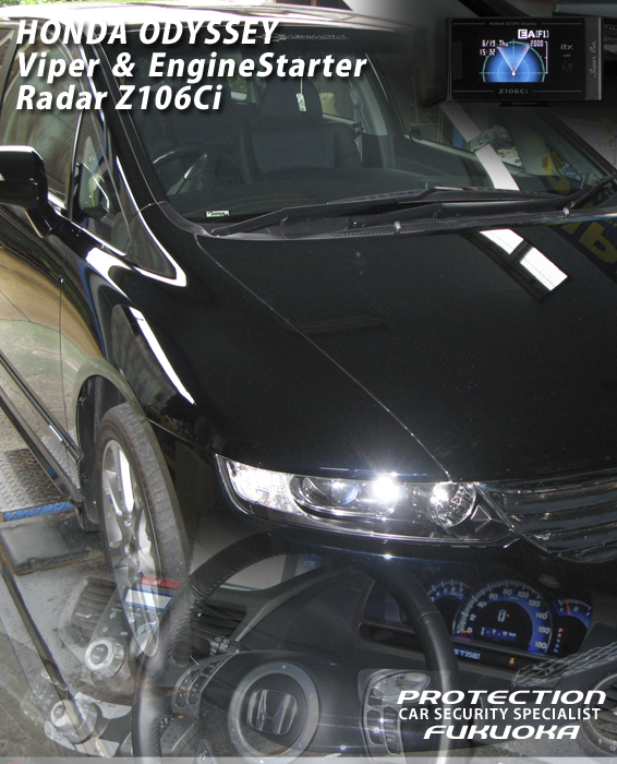 HONDA ODYSSEY�@�X�^�C���b�V���ȊT�ς͂ƂĂ�7�l���̎ԂƂ͎v���Ȃ����B�Z�L�����e�B�ɂ�Viper�𗘗p�B�G���W���X�^�[�^�[��g�ݍ��݁A��ԑO����ԓ����x��K���ɕۂ����\�B����Ƀ��[�_�[�T�m�@�ɂ̓��s�e���Ђ�Z106Ci�ŉ��K�Ȓ������h���C�u���\�ł��B